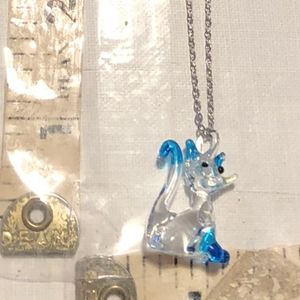Tiny Blown Glass pendant Cat Necklace jewelry